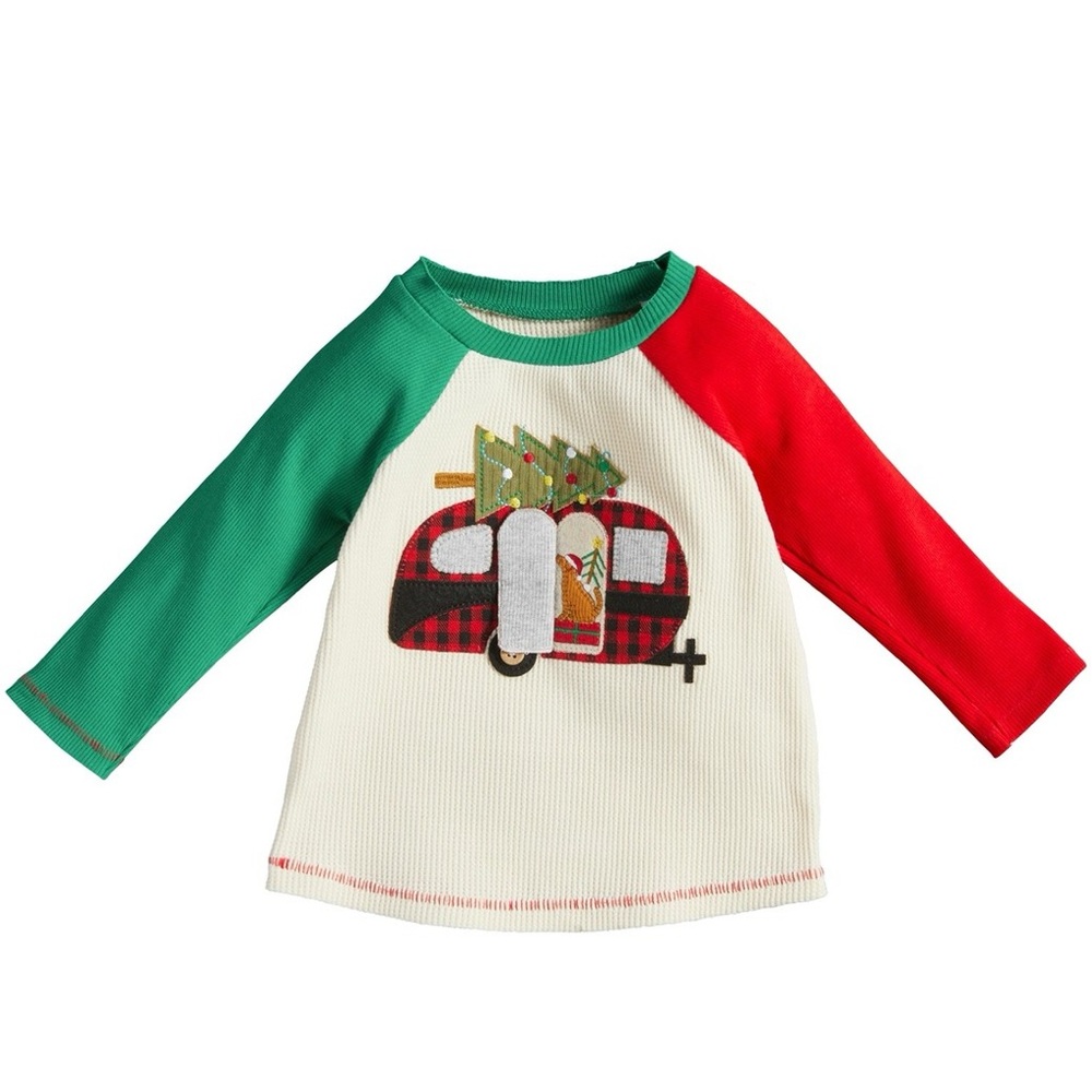 Mudpie Christmas Camper Henley Shirt Sz 12-18M